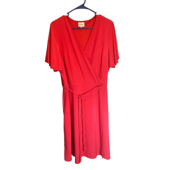 ASHLEY GRAHAM BEYOND Dress Faux Wrap Flutter Sleeve Flowy Plus Size Red … - Picture 1 of 7